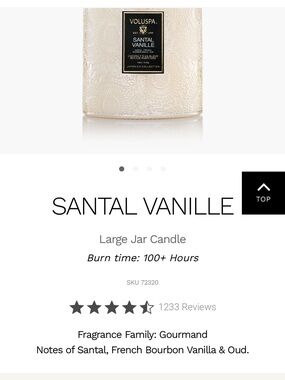 NEW VOLUSPA Santal Vanille Large Jar Candle (retail $38)